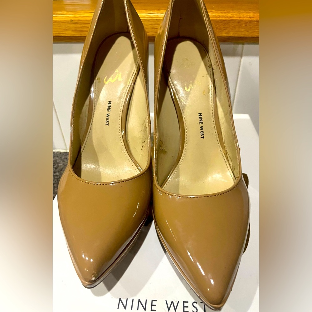 Nude Patent Nine West Heels